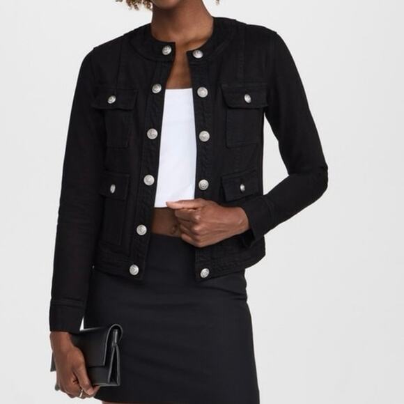NWT L’Agence Yari Collarless Jacket in Black SZ S